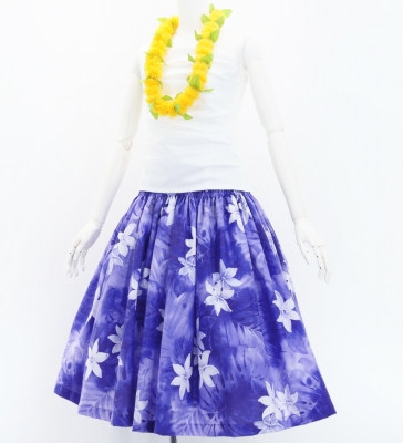 Hula Pa'u Skirt with Plumeria Print / Purple /J3077