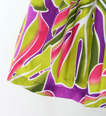 Hula Pa'u Skirt with Monstera Print / Plum / G3107