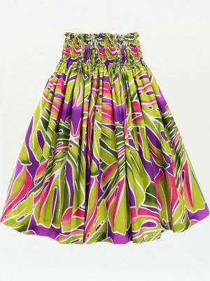 Hula Pa'u Skirt with Monstera Print / Plum / G3107