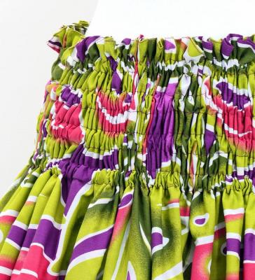 Hula Pa'u Skirt with Monstera Print / Plum / G3107