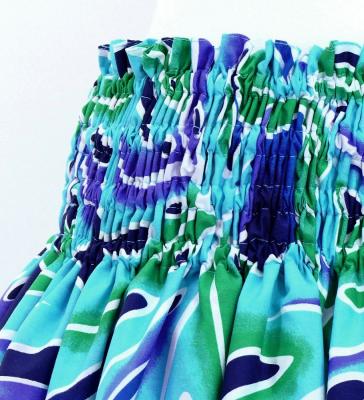 Hula Pa'u Skirt with Monstera Print / Navy / G3109