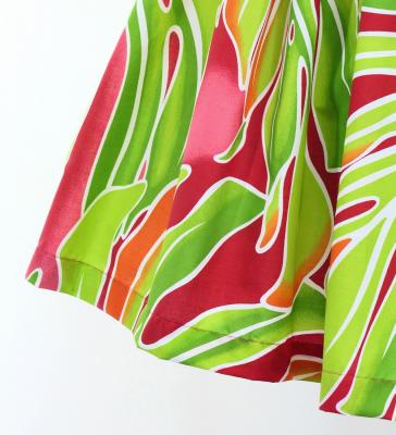 Hula Pa'u Skirt with Monstera Print / Red / G3111