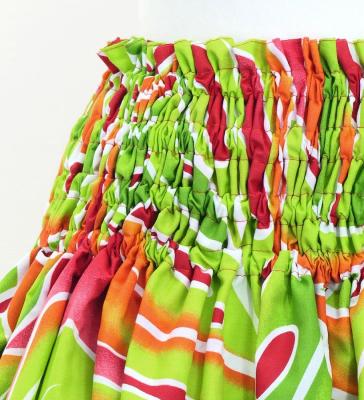 Hula Pa'u Skirt with Monstera Print / Red / G3111