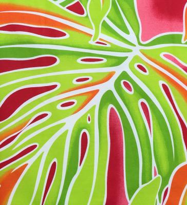 Hula Pa'u Skirt with Monstera Print / Red / G3111
