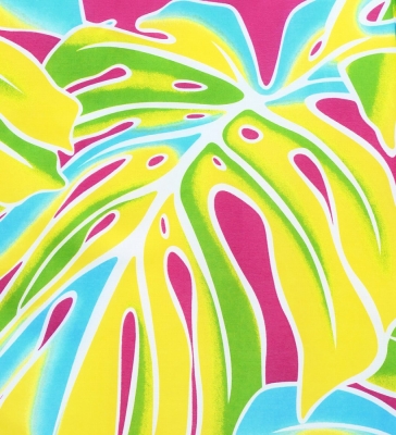 Hula Pa'u Skirt with Monstera Print / Pink / G3113