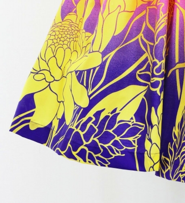 Hula Pa'u Skirt with Ginger Print / Yellow & Purple / G3115