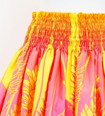 Hula Pa'u Skirt with Ginger Print / Yellow & Purple / G3115