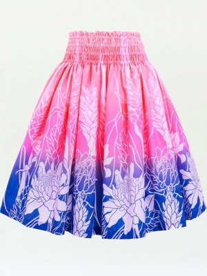 Hula Pa'u Skirt with Ginger Print / Pink & Royal / G3117