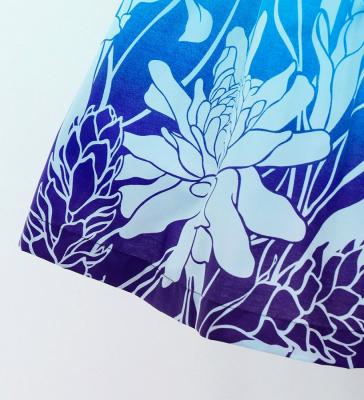 Hula Pa'u Skirt with Ginger Print / Aqua & Purple / G3119