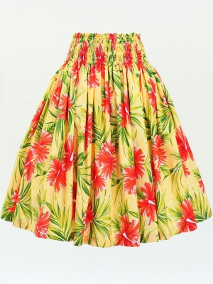 Hula Pa'u Skirt with Hibiscus Print / Yellow / G3121