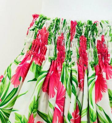 Hula Pa'u Skirt with Hibiscus Print / Natural / G3123
