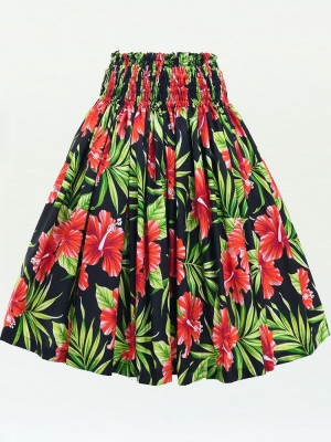 Hula Pa'u Skirt with Hibiscus Print / Black / G3125