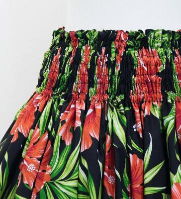 Hula Pa'u Skirt with Hibiscus Print / Black / G3125
