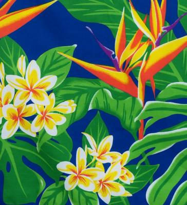 Hula Pa'u Skirt with Strelitzia & Plumeria Print / Royal / G3131