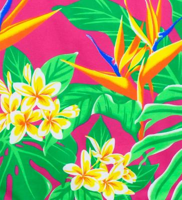 Hula Pa'u Skirt with Strelitzia & Plumeria Print / Fuchsia / G3133