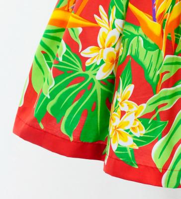 Hula Pa'u Skirt with Strelitzia & Plumeria Print / Red / G3135