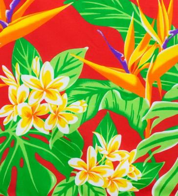 Hula Pa'u Skirt with Strelitzia & Plumeria Print / Red / G3135