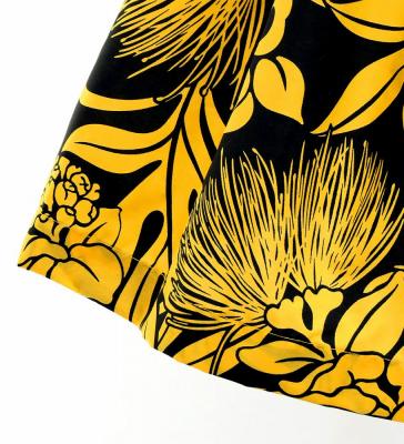 Hula Pa'u Skirt with Lehua Print / Black & Yellow / G3141
