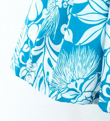 Hula Pa'u Skirt with Lehua Print / Blue & Eggshell / G3145