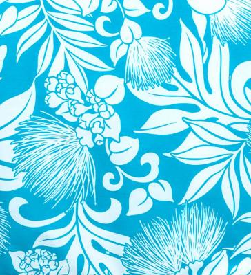 Hula Pa'u Skirt with Lehua Print / Blue & Eggshell / G3145