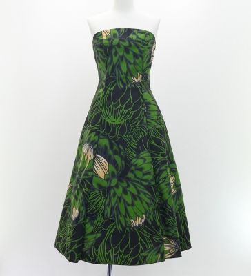 Hula Strapless Midi Dress / Protea / Black / G3180bk