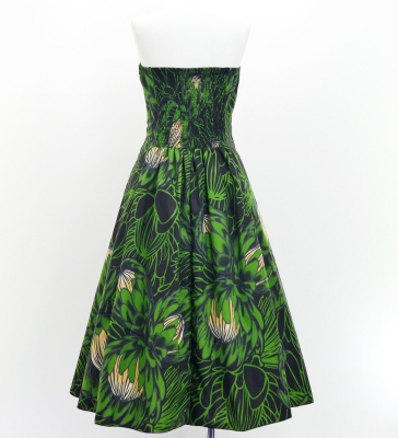 Hula Strapless Midi Dress / Protea / Black / G3180bk