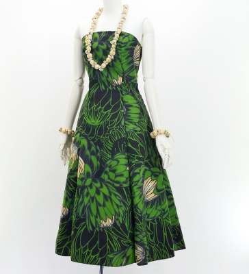 Hula Strapless Midi Dress / Protea / Black / G3180bk