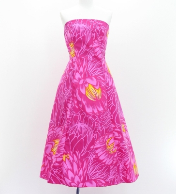 Hula Strapless Midi Dress / Protea / Pink / G3180pi