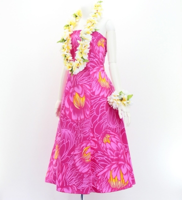 Hula Strapless Midi Dress / Protea / Pink / G3180pi