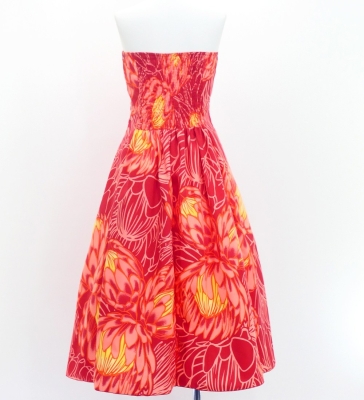 Hula Strapless Midi Dress / Protea / Red / G3180rd