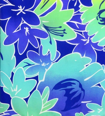 Hula Pa'u Skirt with Hawaiian Flower Print / Turq & Purple / J3207