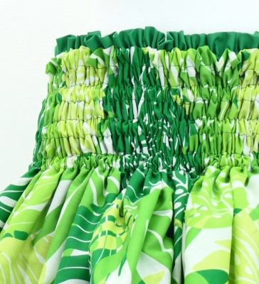 Hula Frilled Pa'u Skirt with Monstera Print / Green / G3231