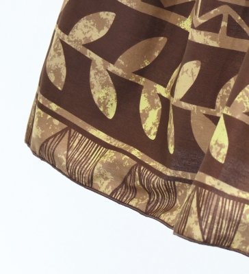 Tahitian Skirt with Leaf Print / Brown / G3234