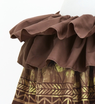 Tahitian Skirt with Leaf Print / Brown / G3234