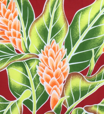 Hula Pa'u Skirt with Protea Print / Red / G3235