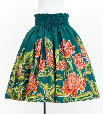 Hula Pa'u Skirt with Protea Print / Teal / G3239