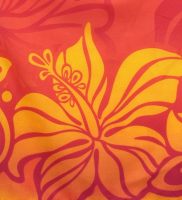 Hula Pa'u Skirt with Hibiscus Print / Orange & Red / G3241