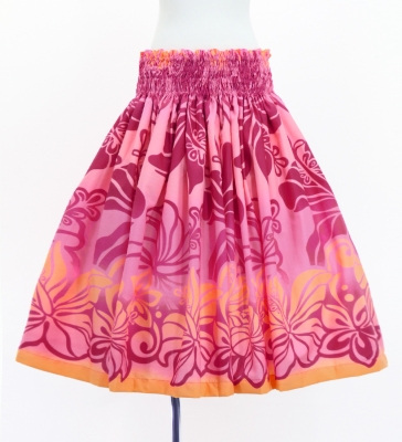Hula Pa'u Skirt with Hibiscus Print / Yellow & Pink / G3243