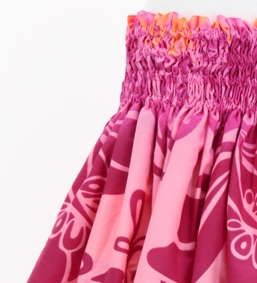 Hula Pa'u Skirt with Hibiscus Print / Yellow & Pink / G3243