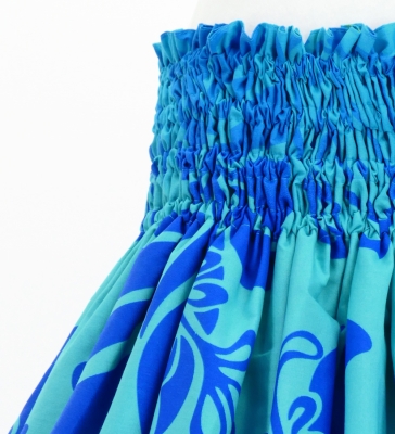 Hula Pa'u Skirt with Hibiscus Print / Yellow & Royal / G3245