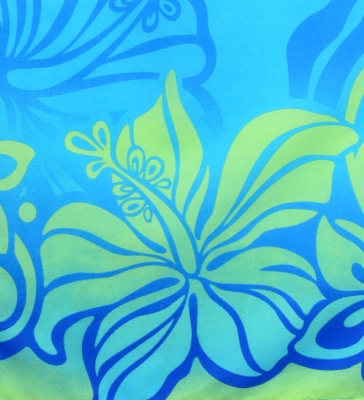 Hula Pa'u Skirt with Hibiscus Print / Yellow & Royal / G3245