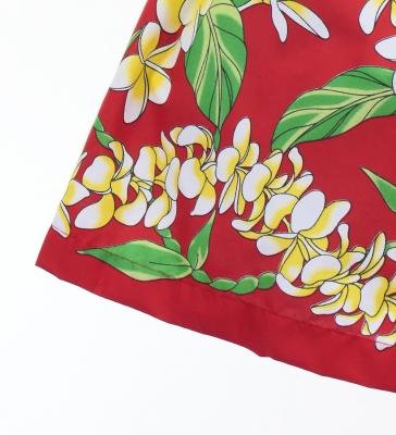 Hula Pa'u Skirt with Plumeria Print / Red / G3247