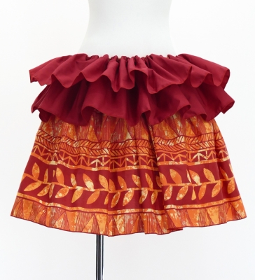 Tahitian Skirt with Leaf Print / Coral / G3253