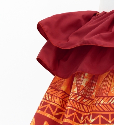 Tahitian Skirt with Leaf Print / Coral / G3253