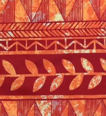 Tahitian Skirt with Leaf Print / Coral / G3253