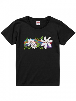 Hula Print T-shirt / Tiare & Kapi'olani / Black  / JT863b