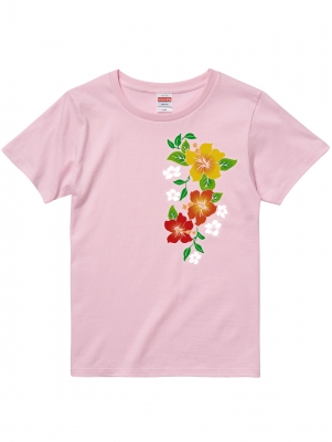Hula Print T-shirt / Hibiscus / Pink / JT980p
