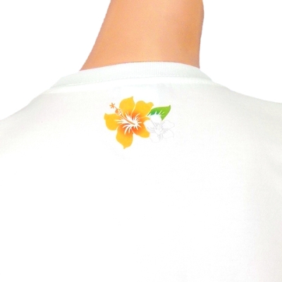 Hula Print T-shirt / Hibiscus / White  / JT980w