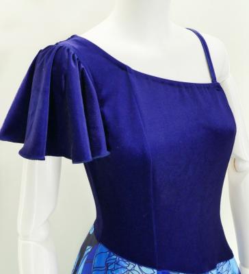 Hula One Shoulder Dress with Velvet & Ginger / Luxury Collection / Blue / J2690bl