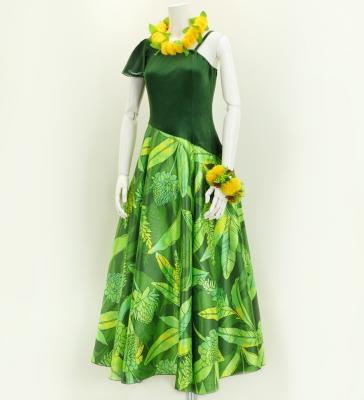 Hula One Shoulder Dress with Velvet & Ginger / Luxury Collection / Green / J2690gr